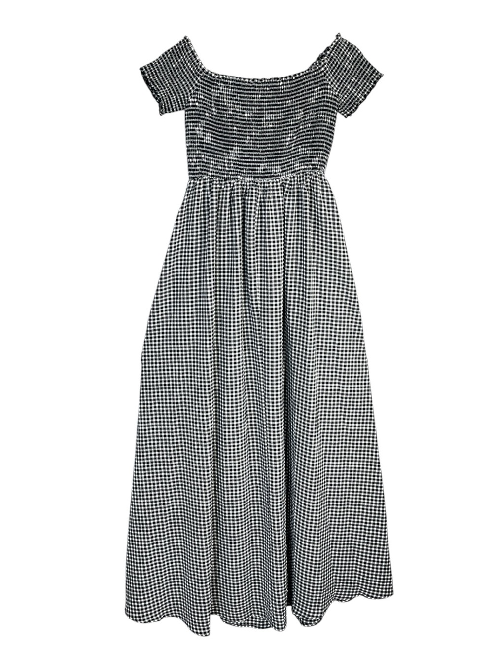 NWT Lulus Patsy Black and White Gingham Off-the-Shoulder Dress Size Medium - Picture 10 of 12